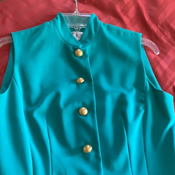 Kenar Ann Tjian teal button down dress - Picture 4 of 9